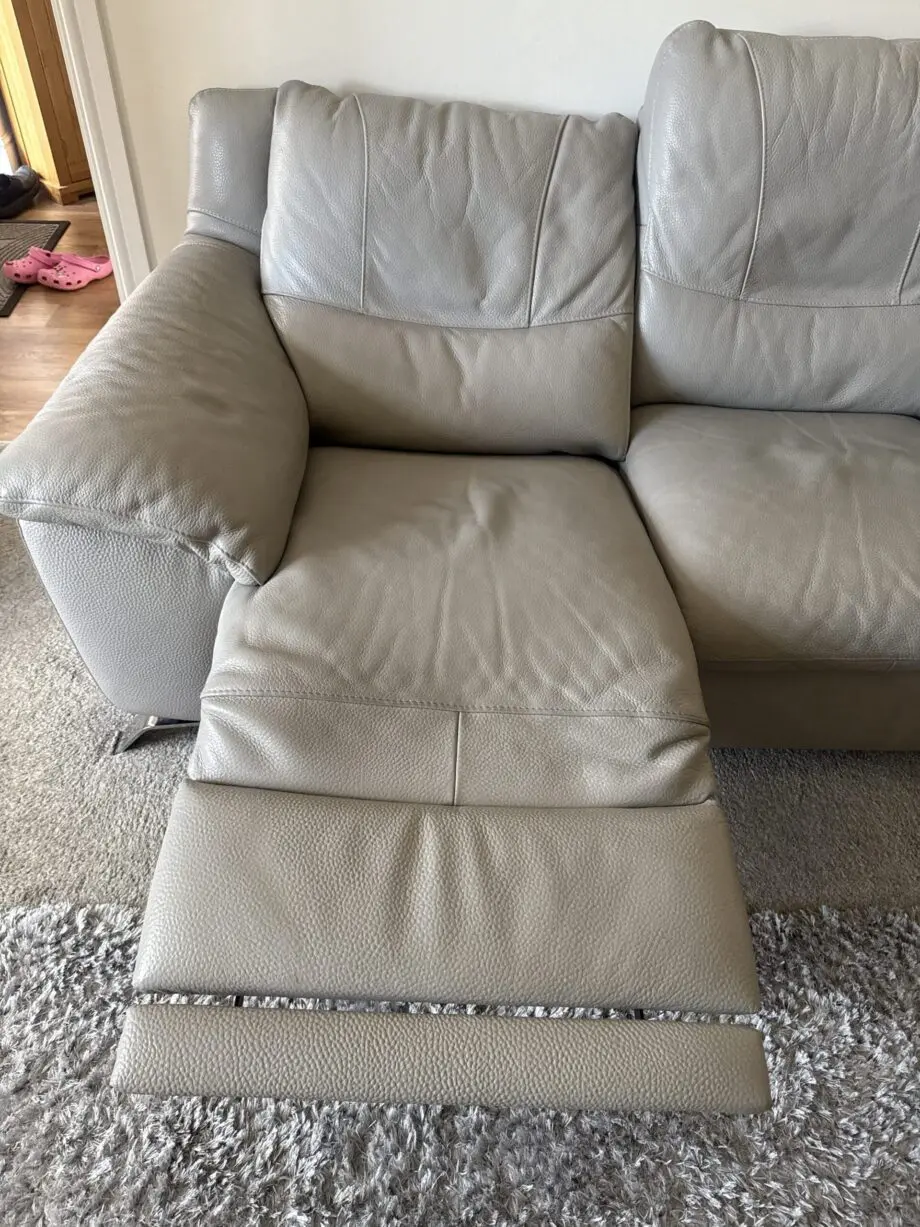 Natuzzi Grey Leather with powered recliner