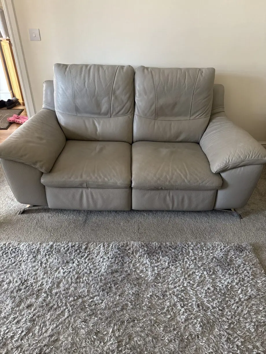 Natuzzi Grey Leather with powered recliner