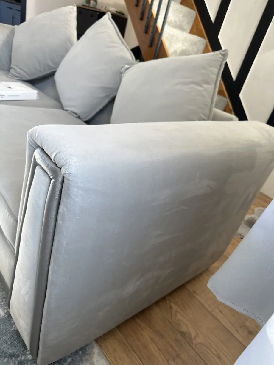 3 seater silver white sofa in perfect condition, no