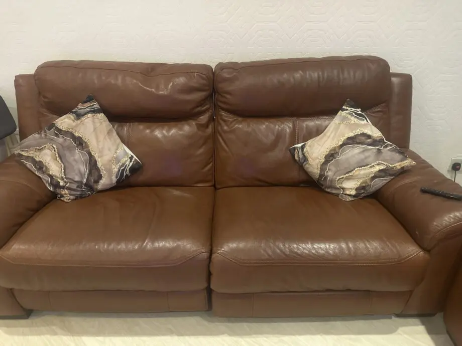 Tan genuine leather DFS sofa set