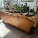 Brown Leather DFS Oskar Chesterfield Style Sofa