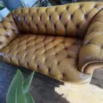 Brown Leather DFS Oskar Chesterfield Style Sofa