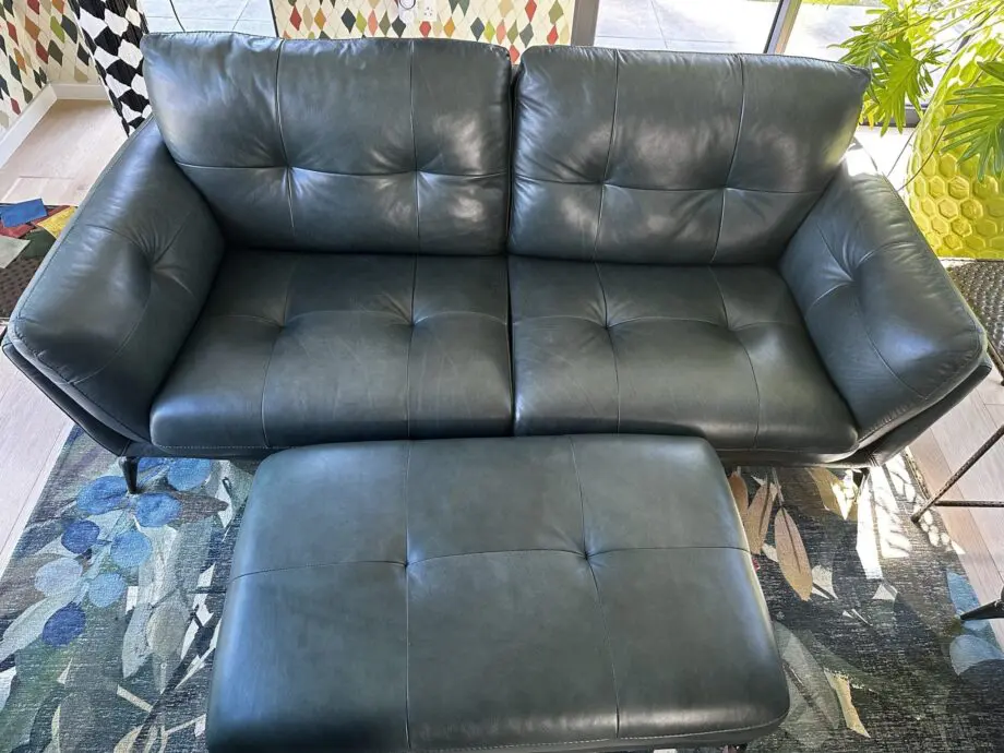 DFS- Green Harlan Sofa Set (2x3 seater, chair and footstool)