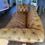 Brown Leather DFS Oskar Chesterfield Style Sofa