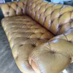 Brown Leather DFS Oskar Chesterfield Style Sofa