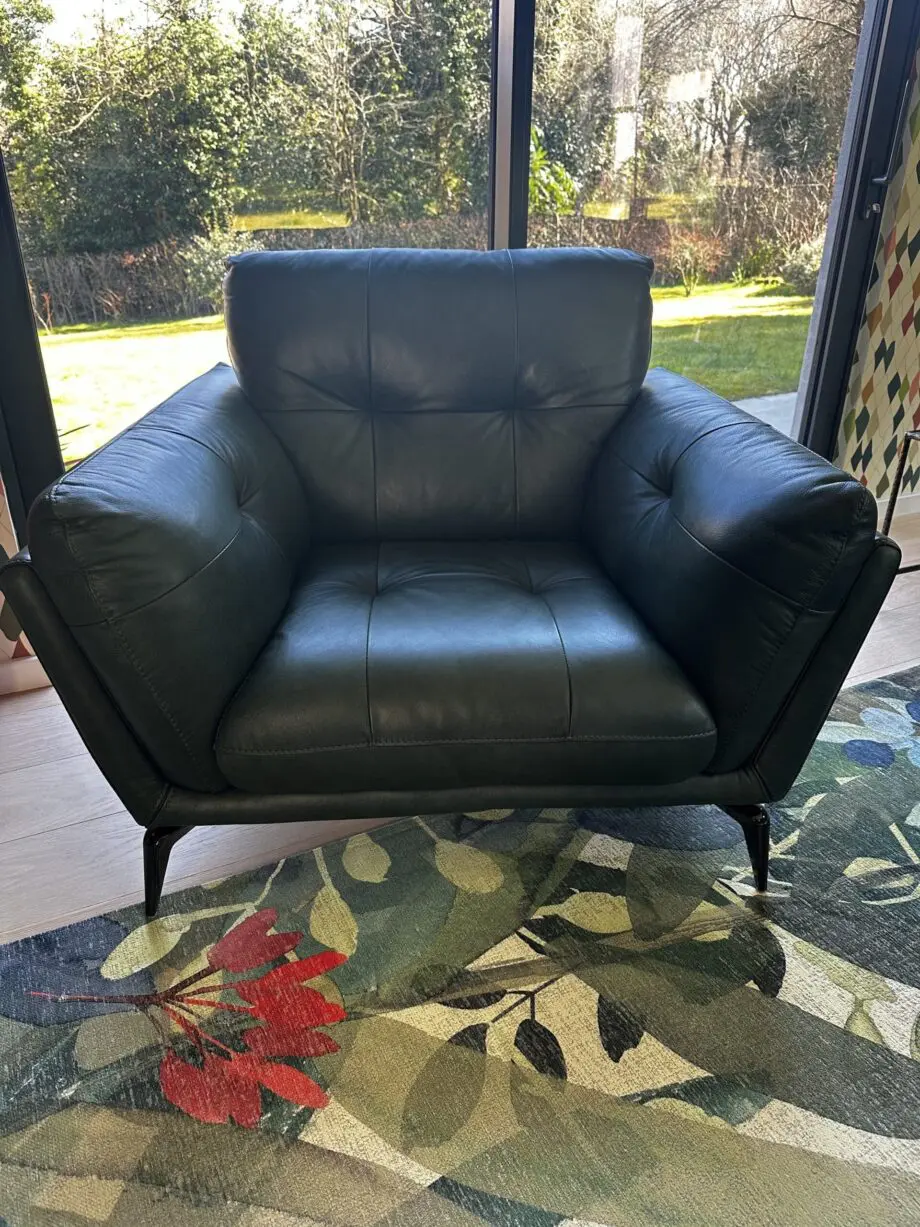 DFS- Green Harlan Sofa Set (2x3 seater, chair and footstool)