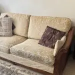 Multiyork solid walnut Bergère three-seater sofa - cream