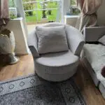 this is a cream corner sofa with swfall chair and about 6 months old