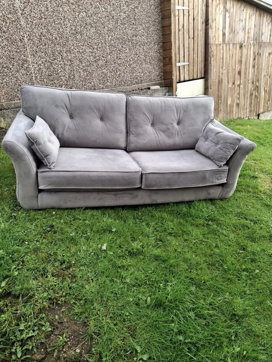 Grey velvet 3 seater sofa