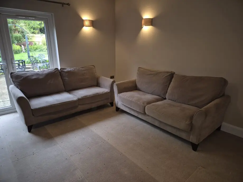 Debenhams fyfield taupe 2 x 3 seater sofas