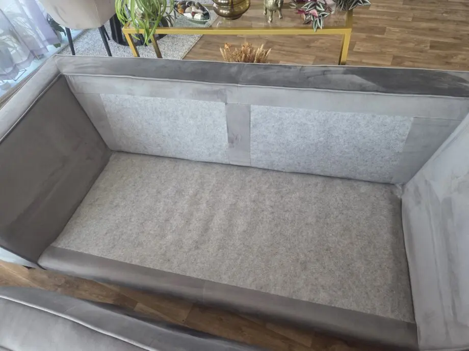 Bright new Dwell Matera 3 seater sofa, light gray