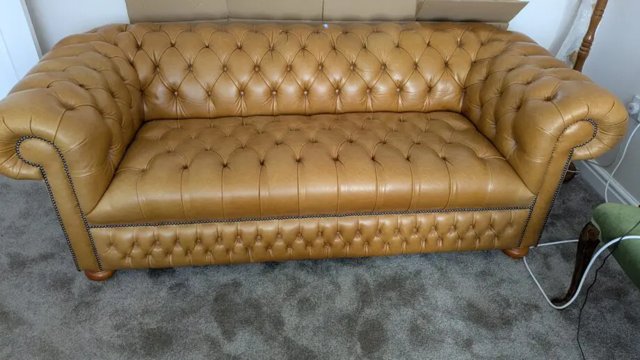 Sofas by Saxon, 3 seater leather Chesterfield