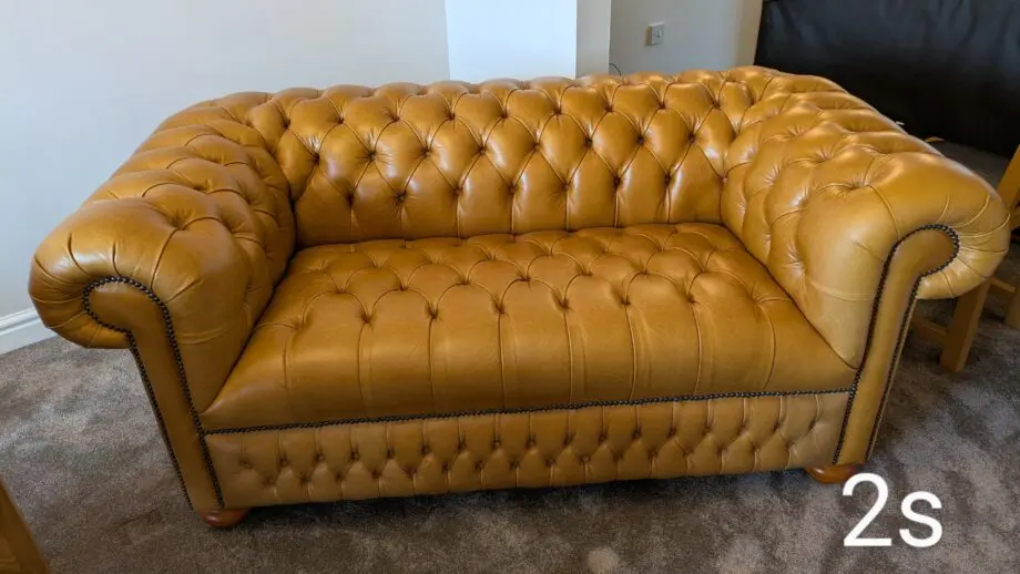 2 seat leather chesterfield sofa