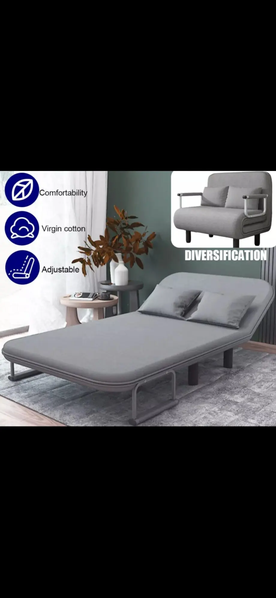 Grey double reclining brand new sofa bed