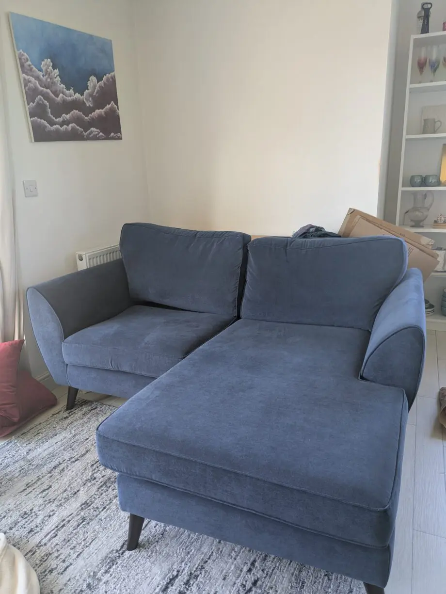 Blue 3 seater lounger sofa
