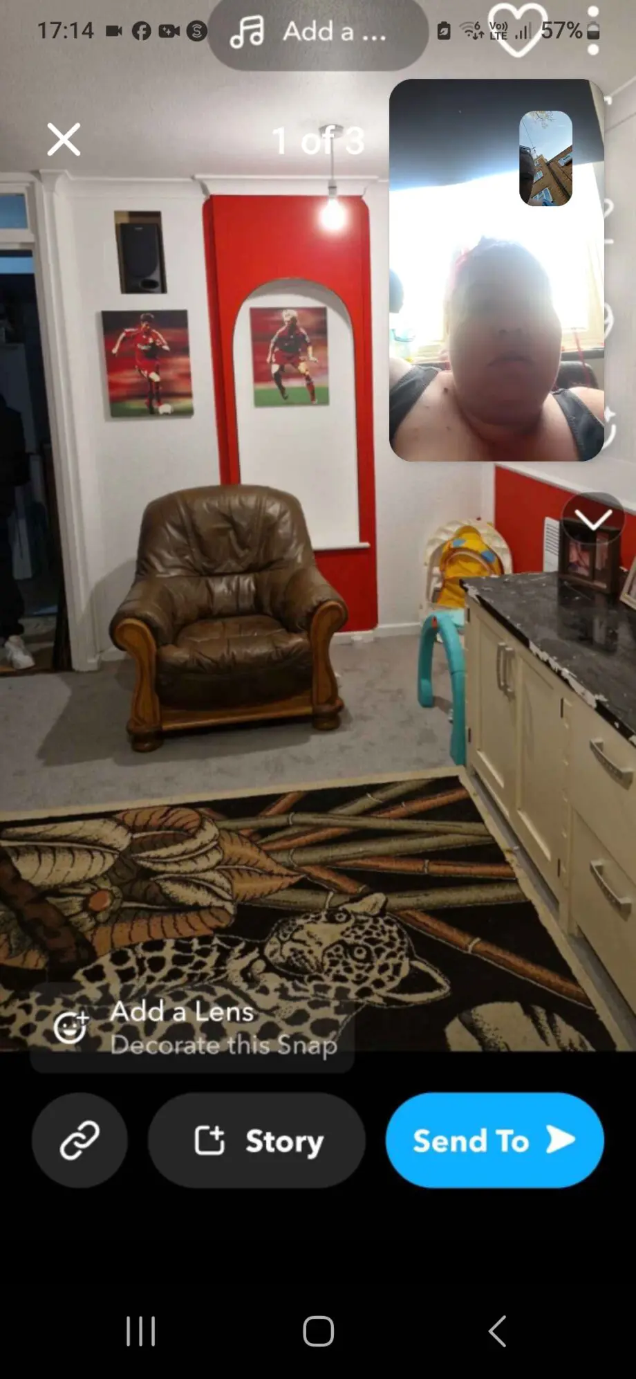 Brown leather sofa and foot stool