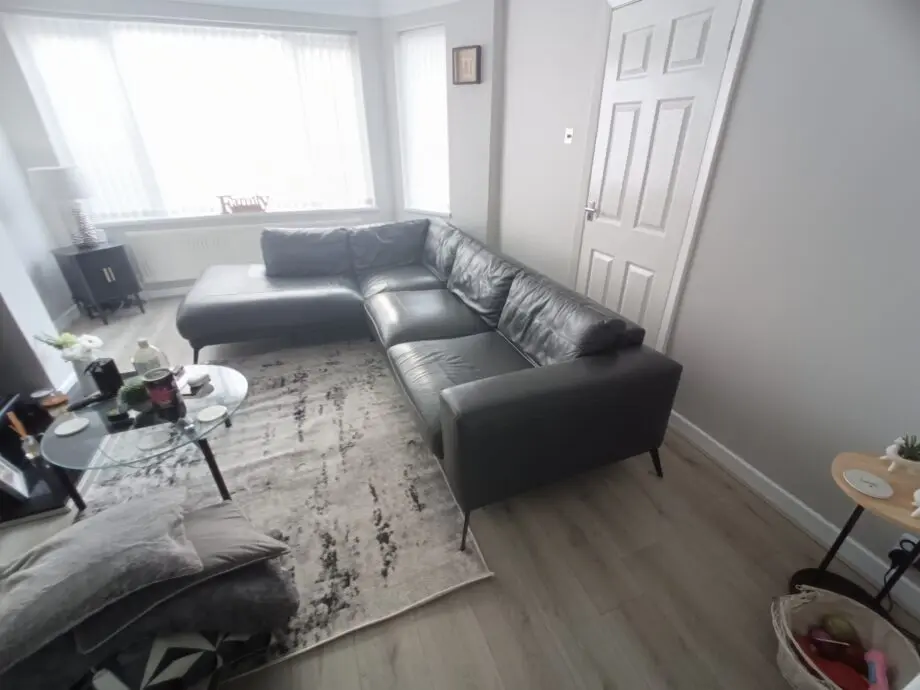 DFS Nuela leather grey right leading corner sofa