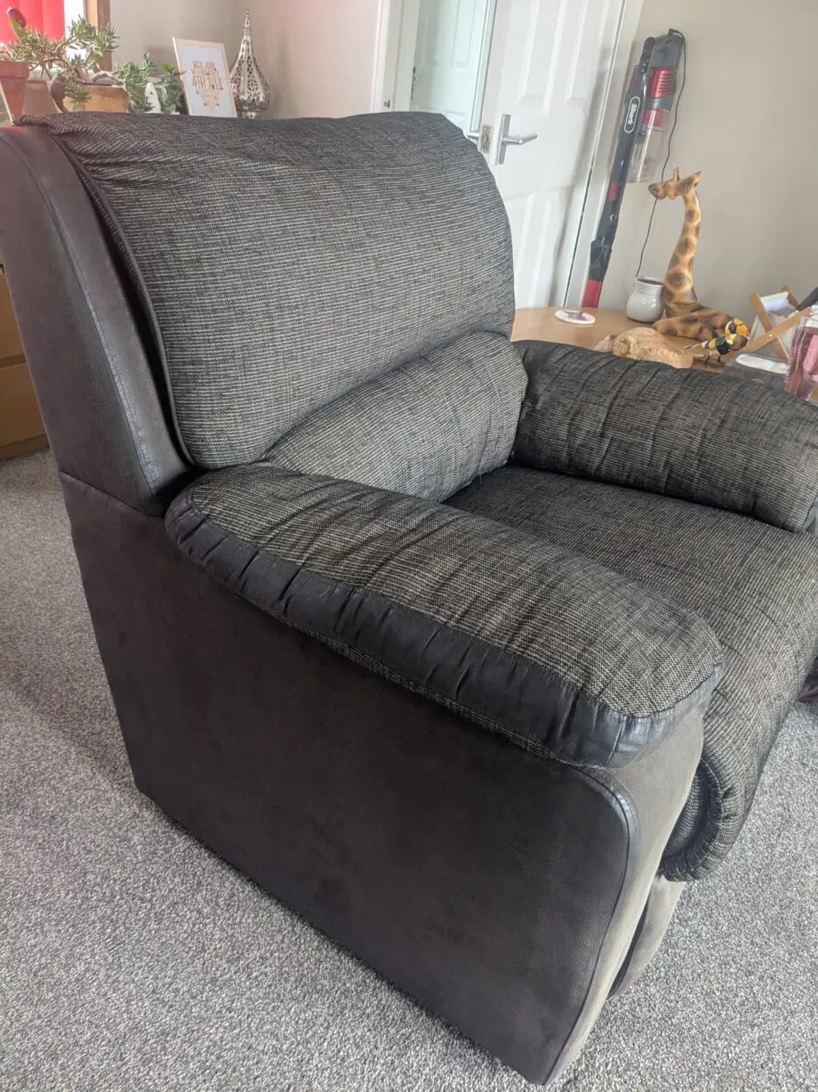 DFS Electric recliner 3 seater sofa and comfortable armchair