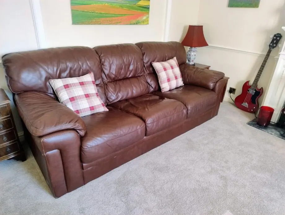 Luxury Comfy Brown Leather Sofa Set