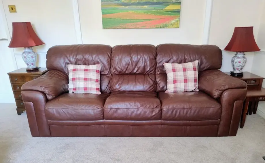 Luxury Comfy Brown Leather Sofa Set