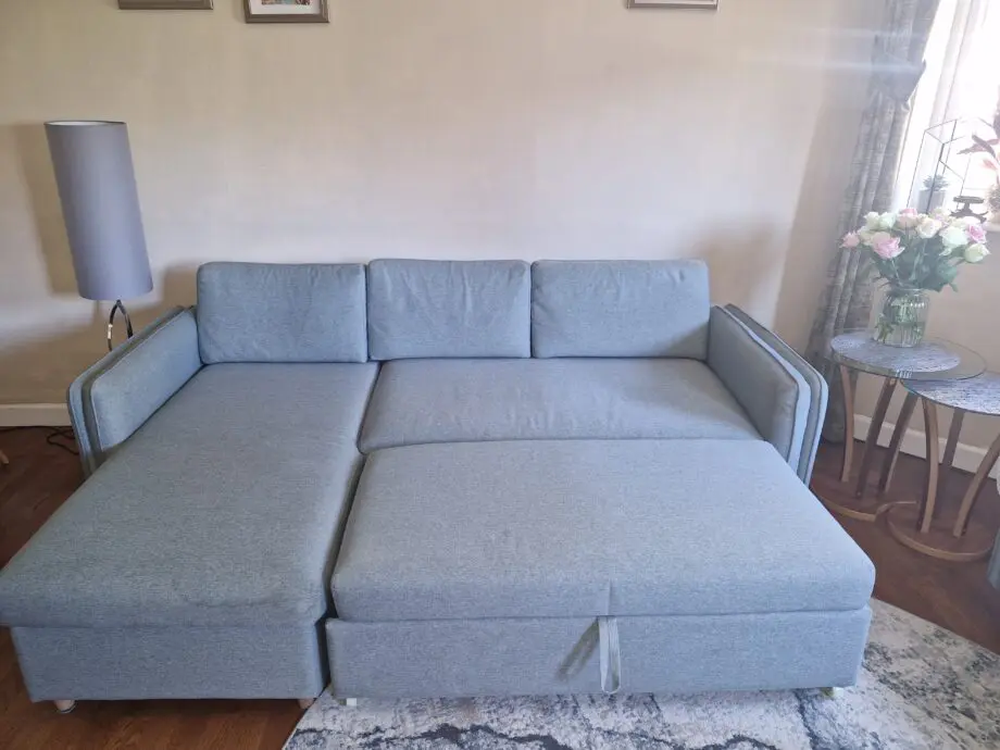 &S Light grey corner sofa bed with storage
