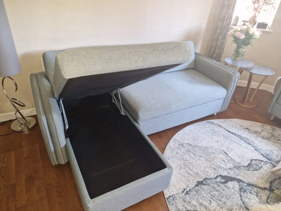 &S Light grey corner sofa bed with storage