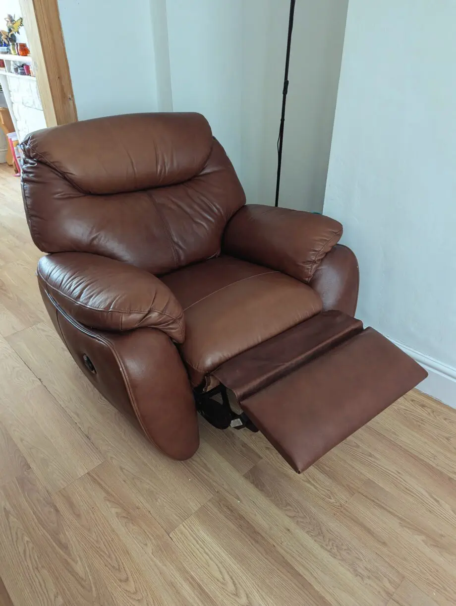 Sale: Brown Leather Recliner Corner Sofa Set