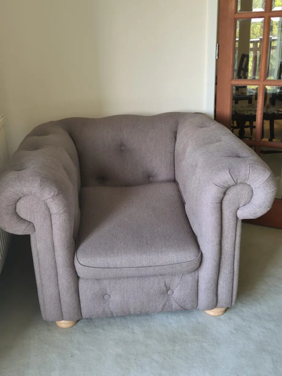 Classic Brown Fabric 3 seater sofa with 1 seater Arm chair