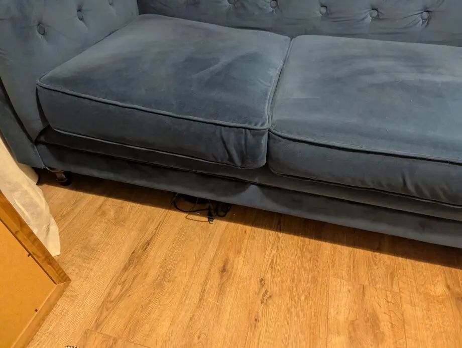 Habitat navy velvet sofa