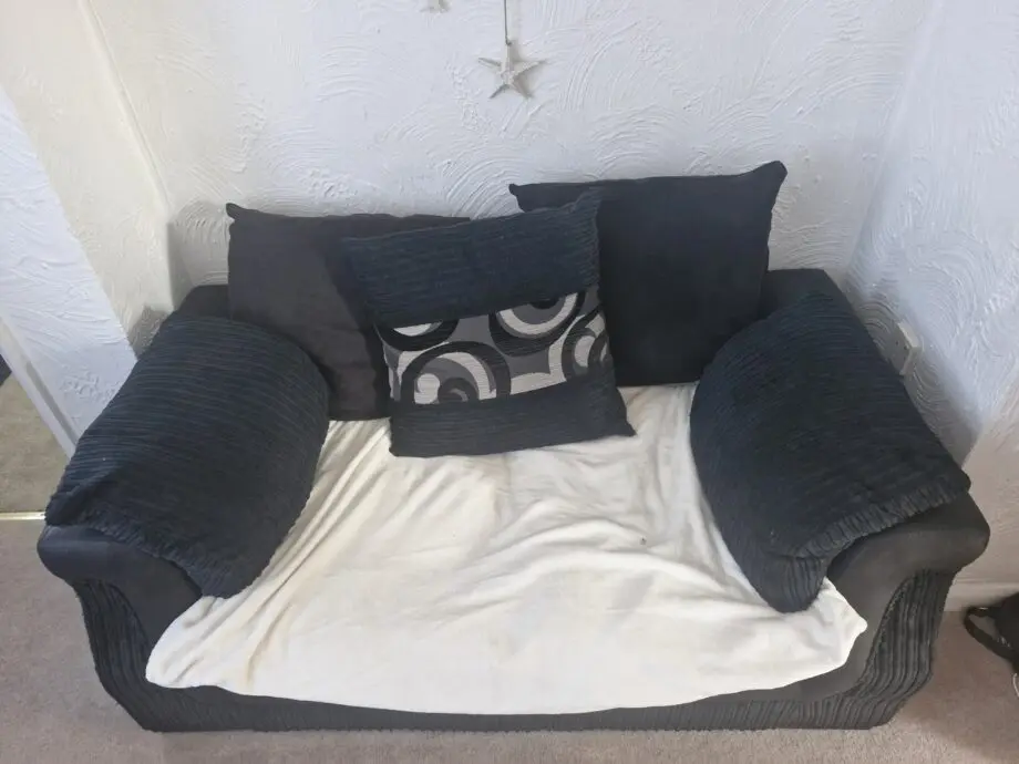 2+3 seater fabric black sofa's