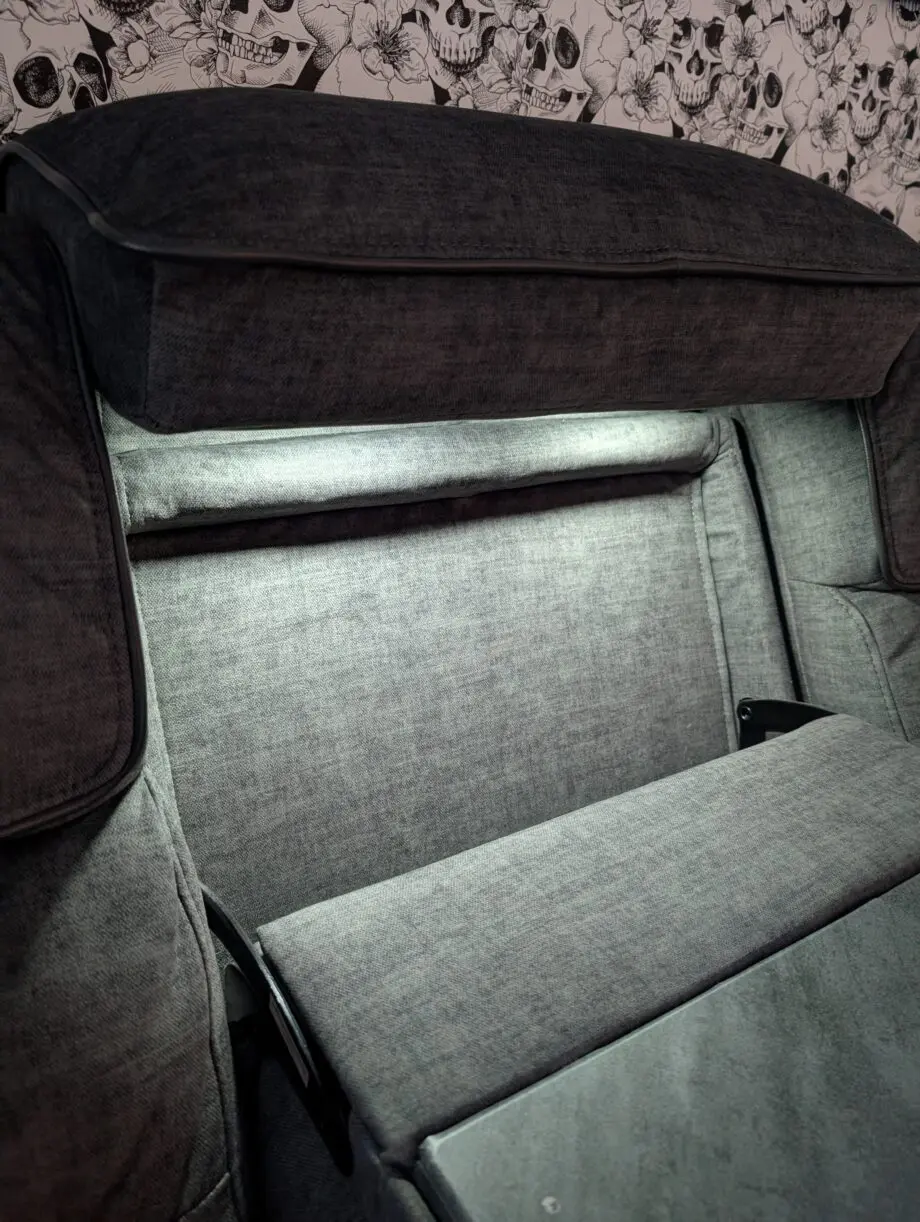Electric reclining sofa with fold away table and reading lights