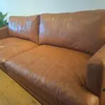 Modern 3-Seater Faux Leather Sofa – Orange Tan – Like New
