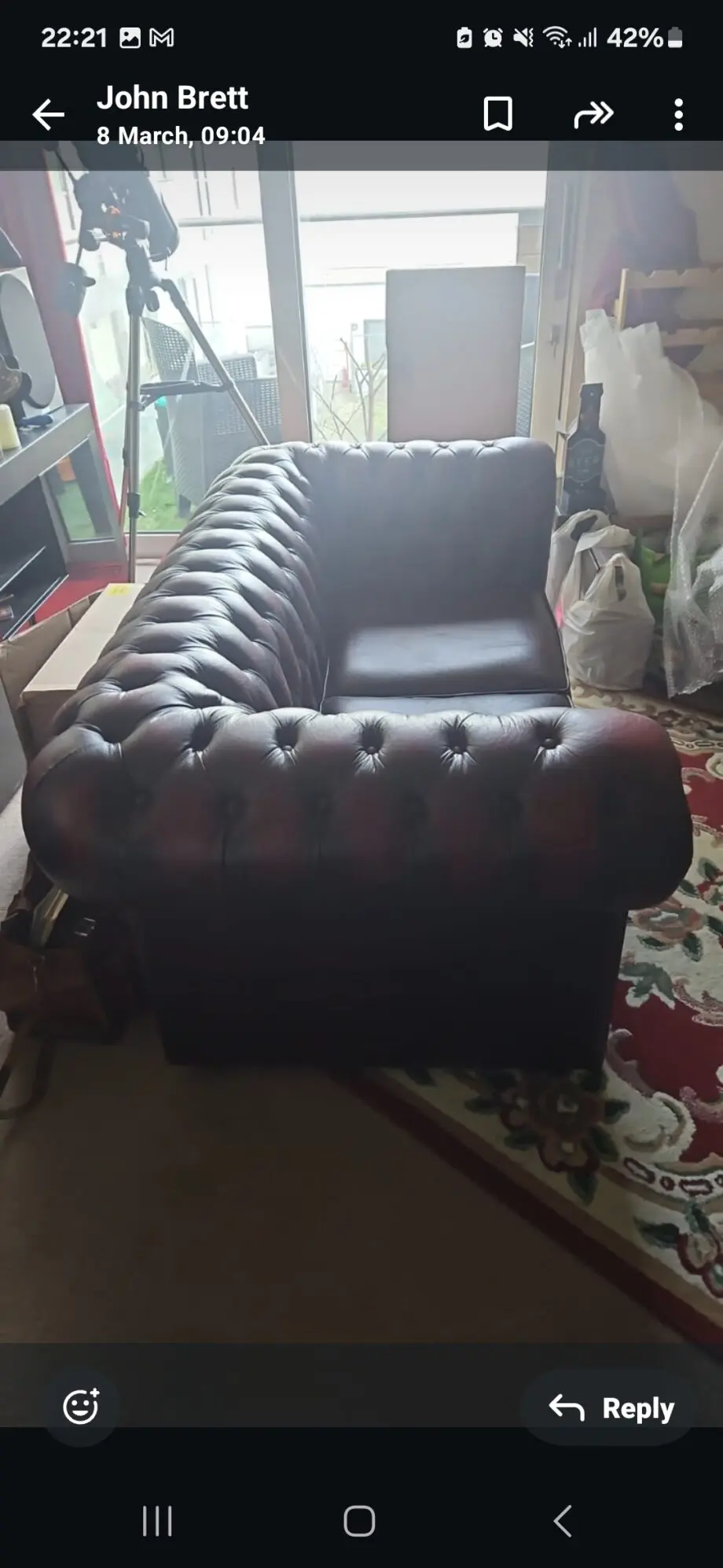 Chesterfield 100% Genuine Leather Two Seater Sofa antique oxblood red