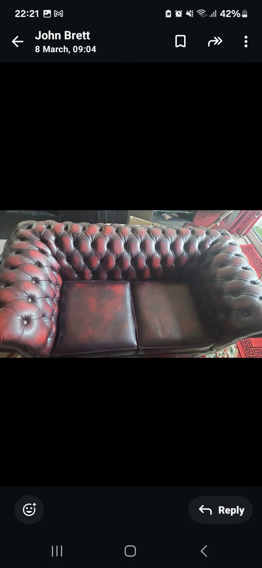 Chesterfield 100% Genuine Leather Two Seater Sofa antique oxblood red