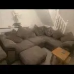 Large dfs left hand corner sofa and opening footstool