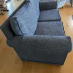 Pair of blue three seater sofas