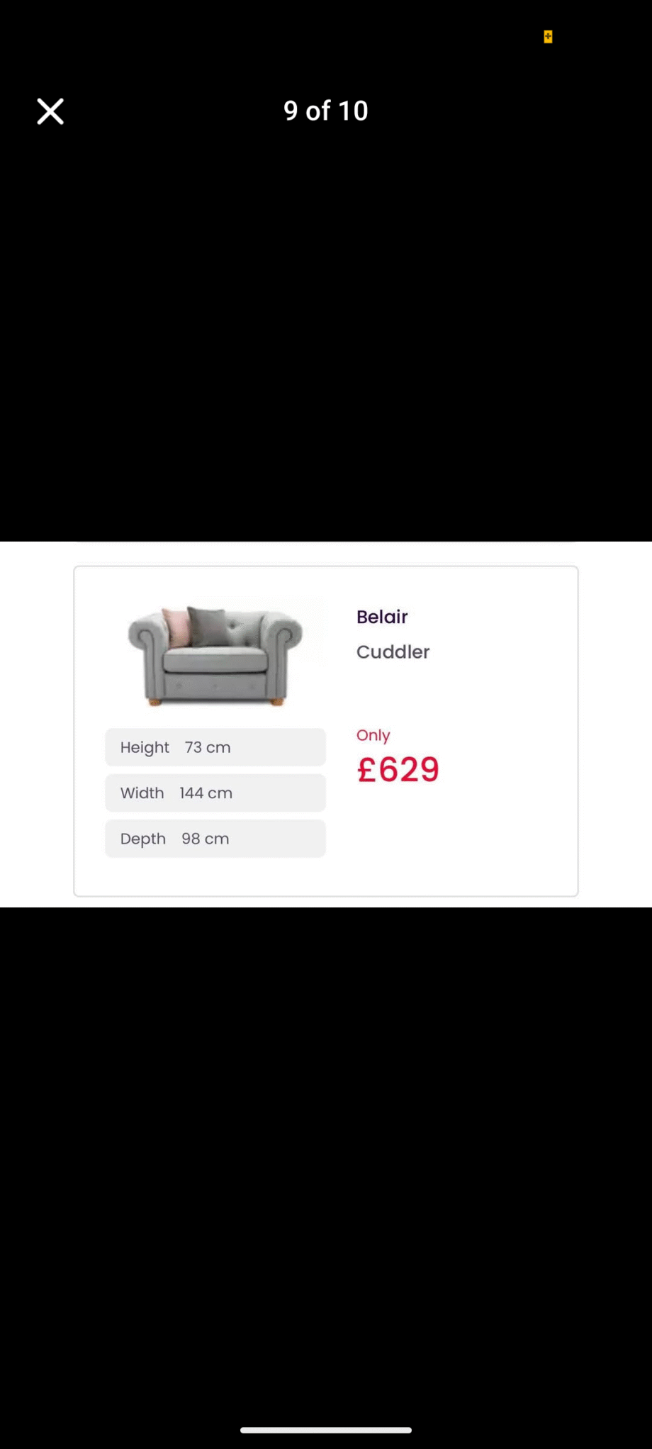 DFS Chesterfield grey sofa, cuddle chair and foot stool