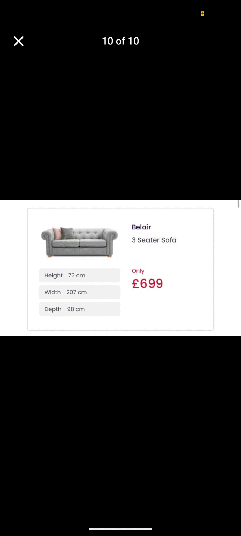 DFS Chesterfield grey sofa, cuddle chair and foot stool