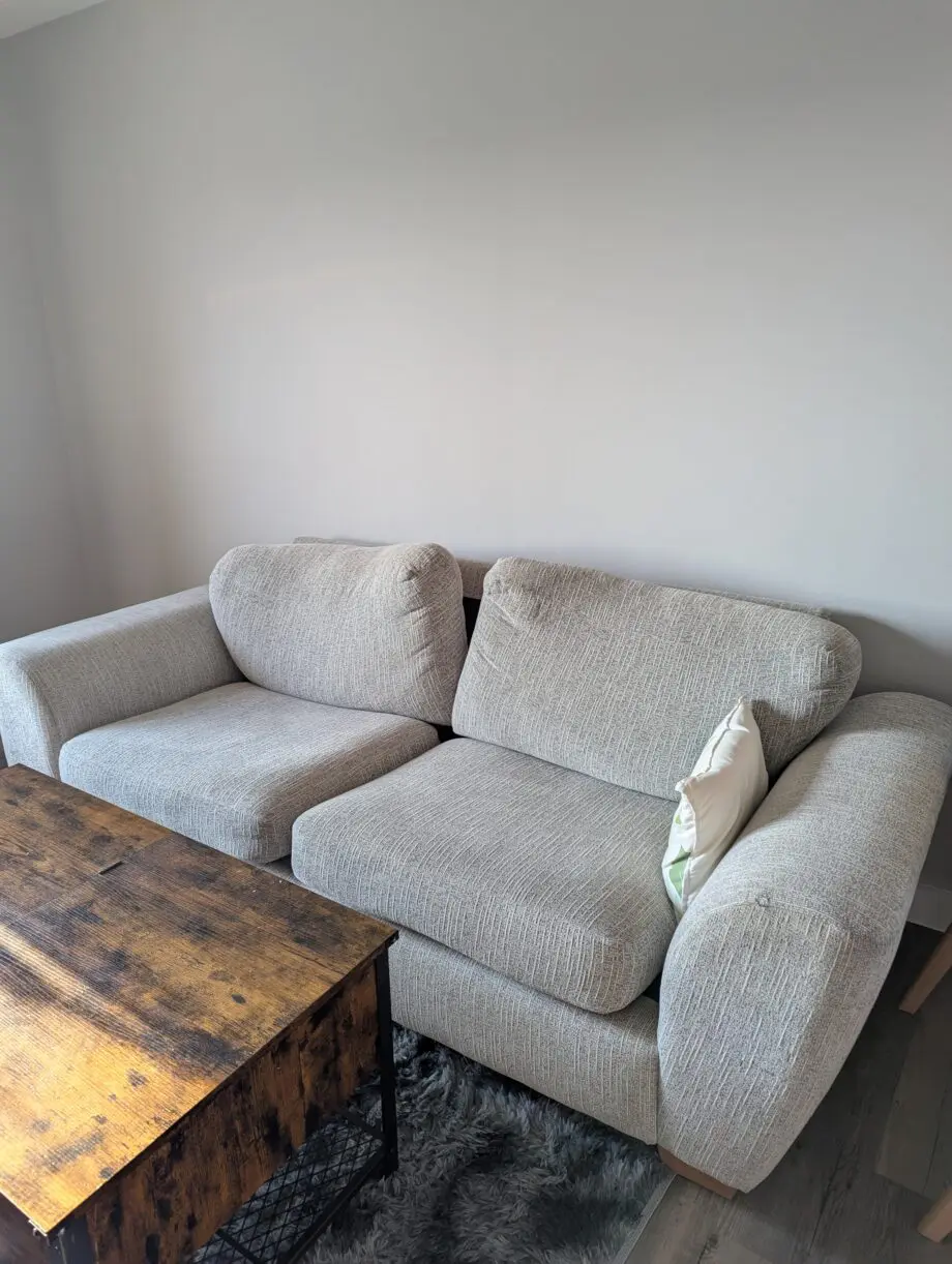 Modern Off White Three Seater Sofa Big Enough for One Adult to Sleep