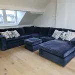 Moores interiors Navy Luxury bespoke U-shaped sofa