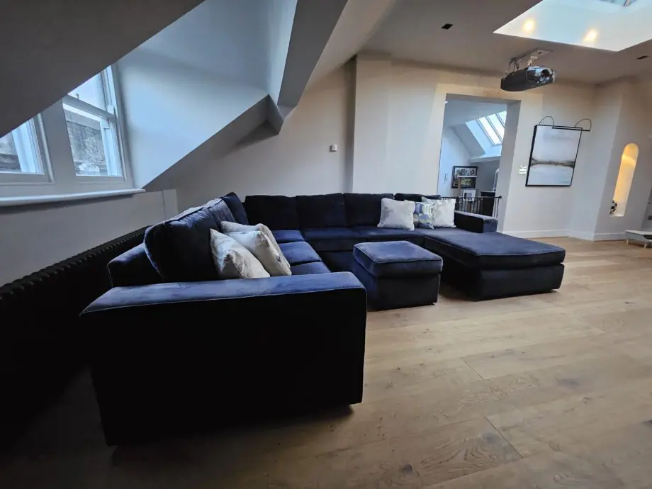 Moores interiors Navy Luxury bespoke U-shaped sofa
