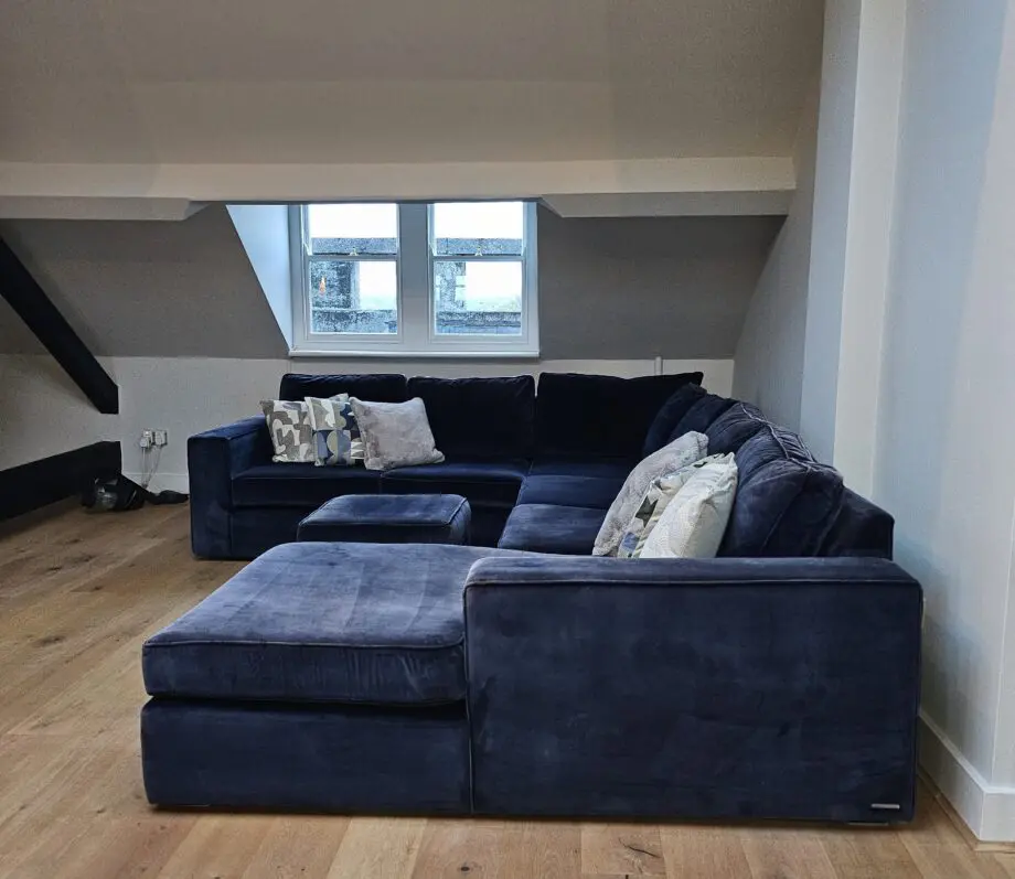 Moores interiors Navy Luxury bespoke U-shaped sofa