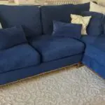 Beliani navy velvet L-shape sofa