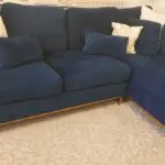 Beliani navy velvet L-shape sofa