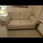 Next beige button arm sofa and snuggle chair