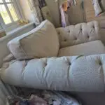 Next beige button arm sofa and snuggle chair