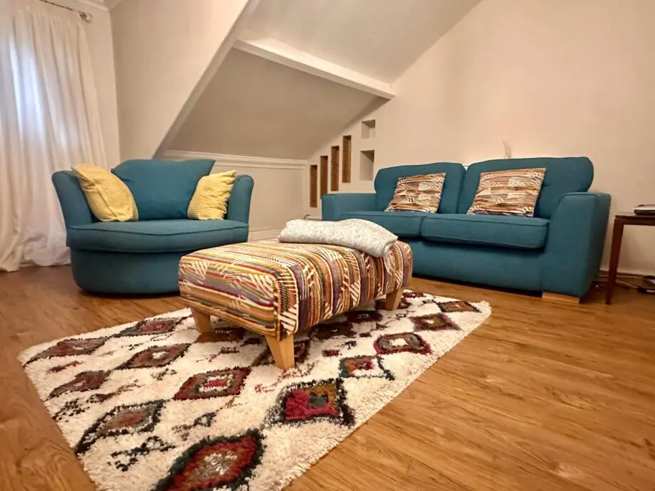 Tourquoise green sofa set with rotating corner sofa