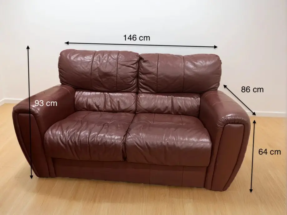 Burgundy Leather Sofa 2 Seater