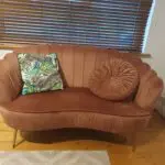 Velvet pink 3 seater shell sofa