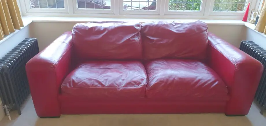 DFS Red Leather Retro 3 seater sofa's (x2) and 1 x Arm Chair - PRISTINE CONDITION